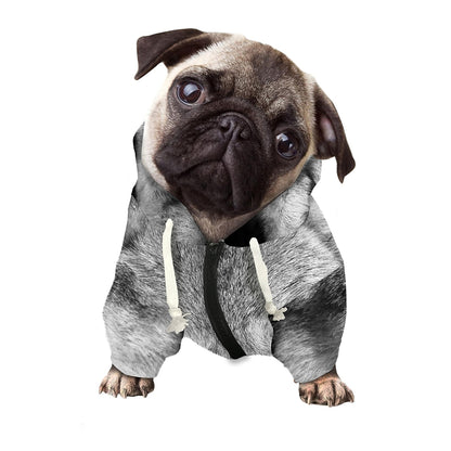 Monochrome Wolf Print Dog Zip Up Hoodie
