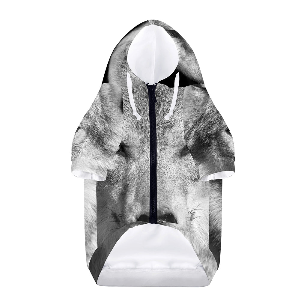 Monochrome Wolf Print Dog Zip Up Hoodie
