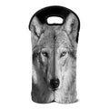 Monochrome Wolf Print Double Neoprene Wine Tote