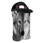 Monochrome Wolf Print Double Neoprene Wine Tote