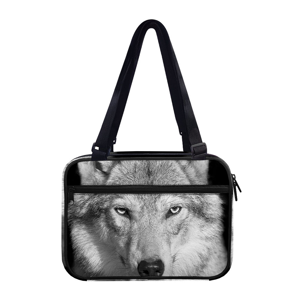 Monochrome Wolf Print Double Strap Bible Bag