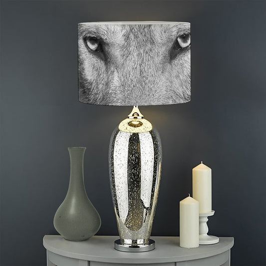 Monochrome Wolf Print Drum Lamp Shade