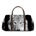 Monochrome Wolf Print Duffel Bag