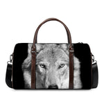 Monochrome Wolf Print Duffle Bag