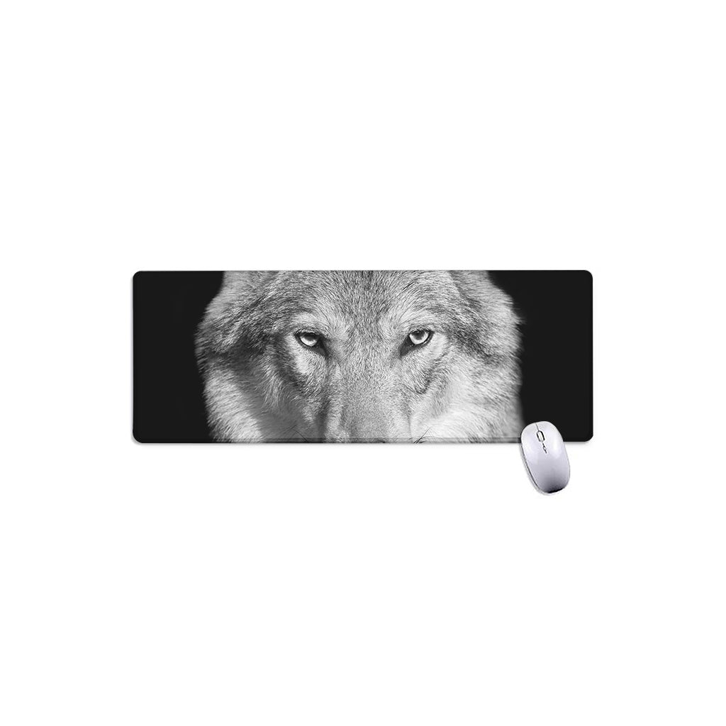 Monochrome Wolf Print Extended Mouse Pad