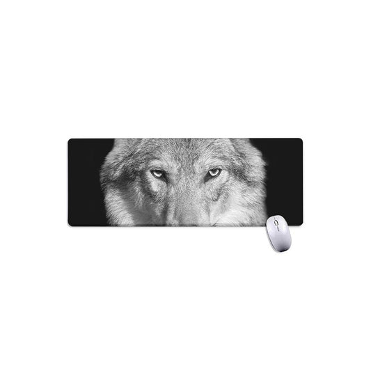 Monochrome Wolf Print Extended Mouse Pad