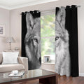 Monochrome Wolf Print Extra Wide Grommet Curtains