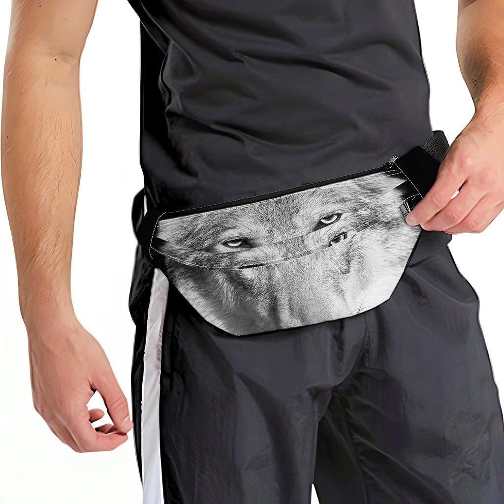 Monochrome Wolf Print Fanny Pack