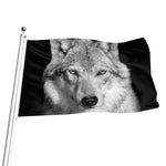 Monochrome Wolf Print Flag