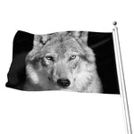Monochrome Wolf Print Flag