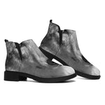 Monochrome Wolf Print Flat Ankle Boots
