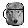 Monochrome Wolf Print Front Pocket Bible Bag