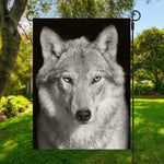 Monochrome Wolf Print Garden Flag