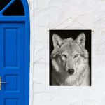 Monochrome Wolf Print Garden Flag