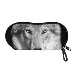 Monochrome Wolf Print Glasses Case