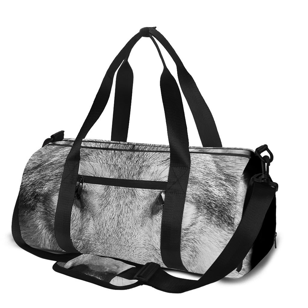 Monochrome Wolf Print Gym Bag