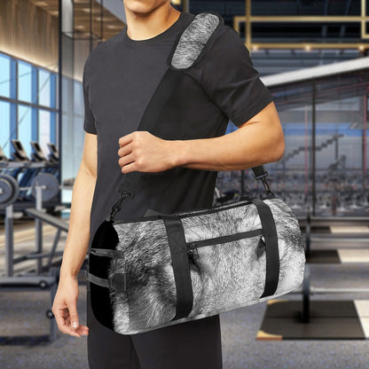 Monochrome Wolf Print Gym Bag