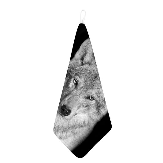 Monochrome Wolf Print Hand Towel