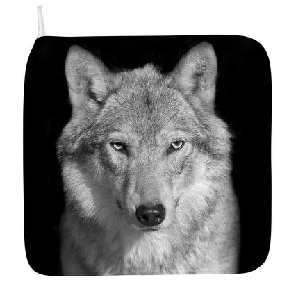 Monochrome Wolf Print Hand Towel