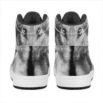 Monochrome Wolf Print High Top Leather Sneakers