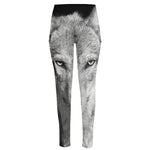 Monochrome Wolf Print High-Waisted Pocket Leggings