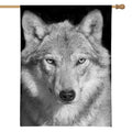 Monochrome Wolf Print House Flag