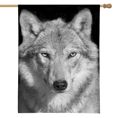 Monochrome Wolf Print House Flag