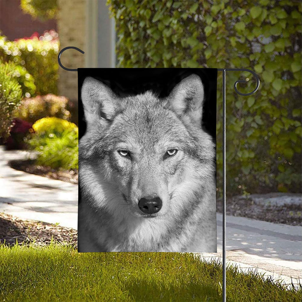 Monochrome Wolf Print House Flag