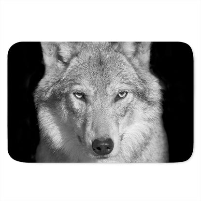Monochrome Wolf Print Indoor Door Mat