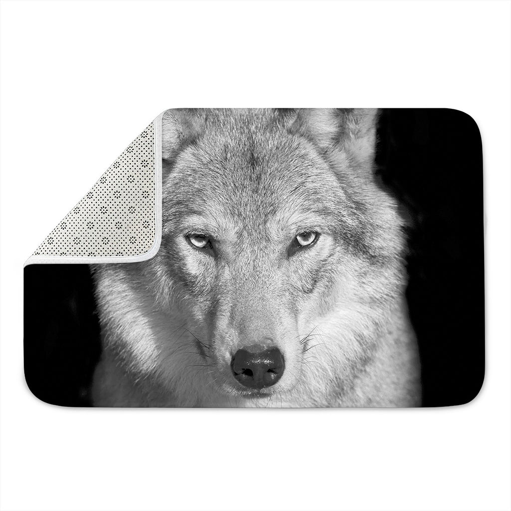 Monochrome Wolf Print Indoor Door Mat