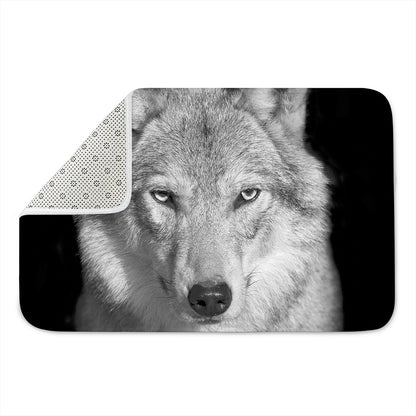 Monochrome Wolf Print Indoor Door Mat
