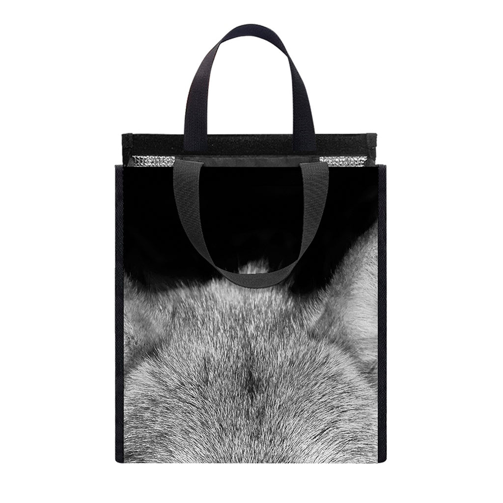 Monochrome Wolf Print Insulated Lunch Tote