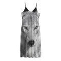 Monochrome Wolf Print Jersey Midi Cami Dress