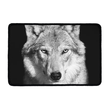 Monochrome Wolf Print Kitchen Mat