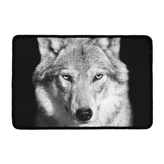 Monochrome Wolf Print Kitchen Mat