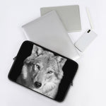 Monochrome Wolf Print Laptop Sleeve