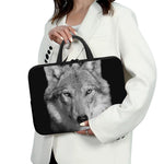 Monochrome Wolf Print Laptop Sleeve With Handle