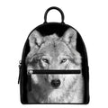 Monochrome Wolf Print Leather Backpack