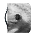 Monochrome Wolf Print Leather Bible Cover