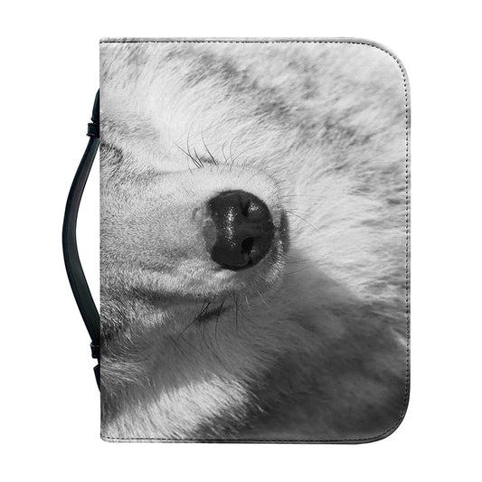 Monochrome Wolf Print Leather Bible Cover