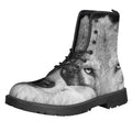 Monochrome Wolf Print Lace-Up Boots