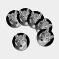 Monochrome Wolf Print Leather Coaster Set
