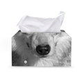 Monochrome Wolf Print Leather Tissue Box Cover