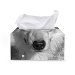 Monochrome Wolf Print Leather Tissue Box Cover