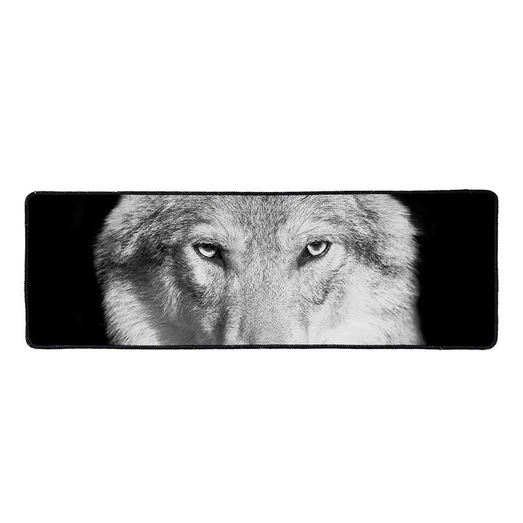 Monochrome Wolf Print Long Kitchen Mat