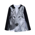 Monochrome Wolf Print Long Sleeve Short Coat
