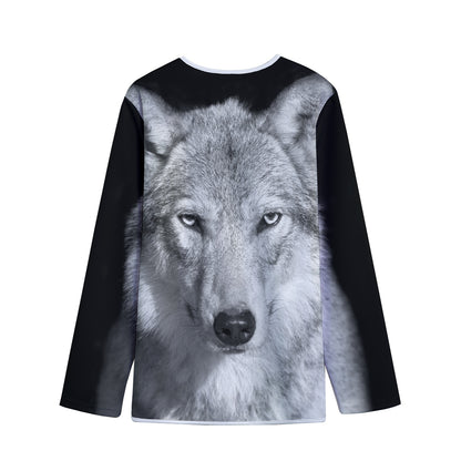 Monochrome Wolf Print Long Sleeve Short Coat
