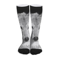 Monochrome Wolf Print Long Socks