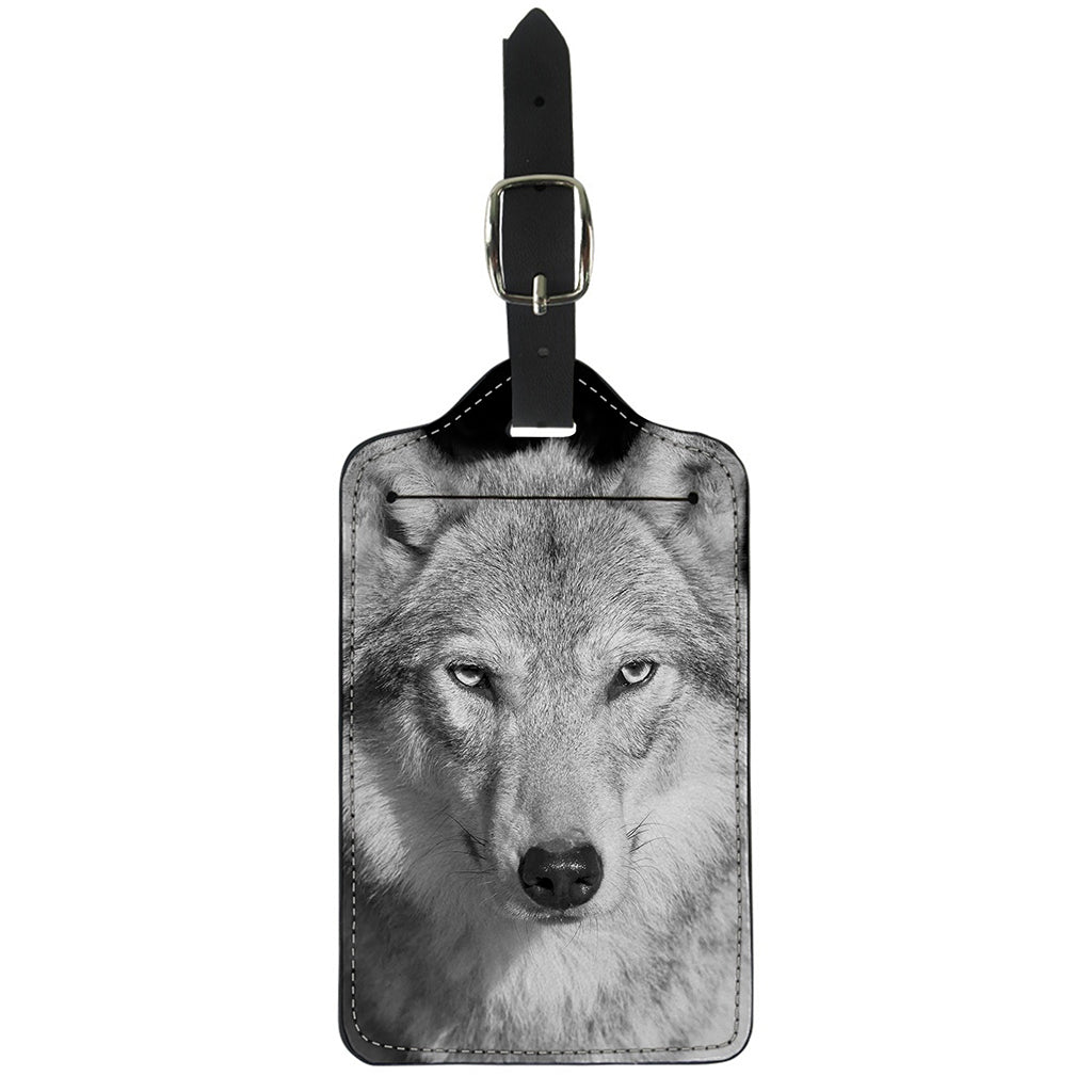 Monochrome Wolf Print Luggage Tag