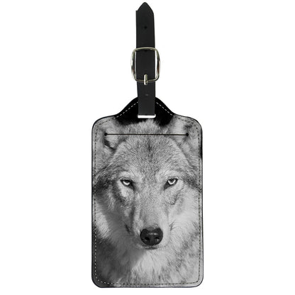 Monochrome Wolf Print Luggage Tag